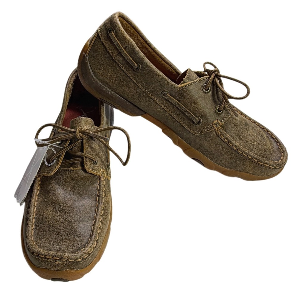 Twisted X WDM0003 Leather Boat Shoes Driving Moc Brown Women's 8.5M Western